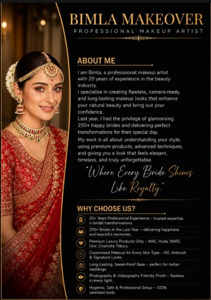 Bimla Makeover — professional bridal makeup artist in Manoharpur, Jaipur, 20+ years experience