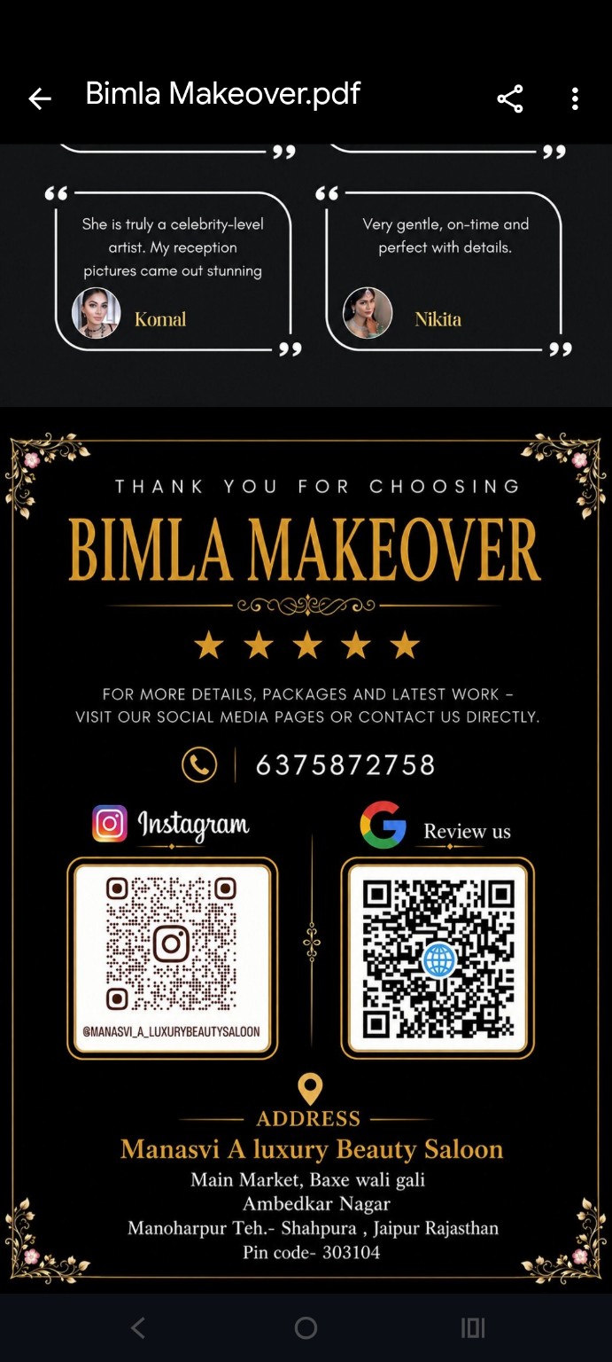 Manasvi Instagram, Google reviews and Manoharpur address information