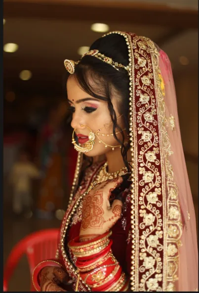 Side profile of the Alwar competition bridal makeup look