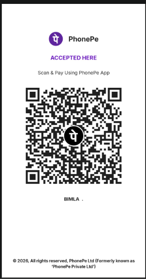 PhonePe QR code for advance payment to Bimla at Manasvi A Luxury Beauty Saloon
